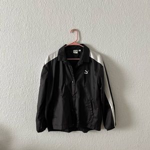 Women’s Black and White Puma Windbreaker Jacket Size Medium
